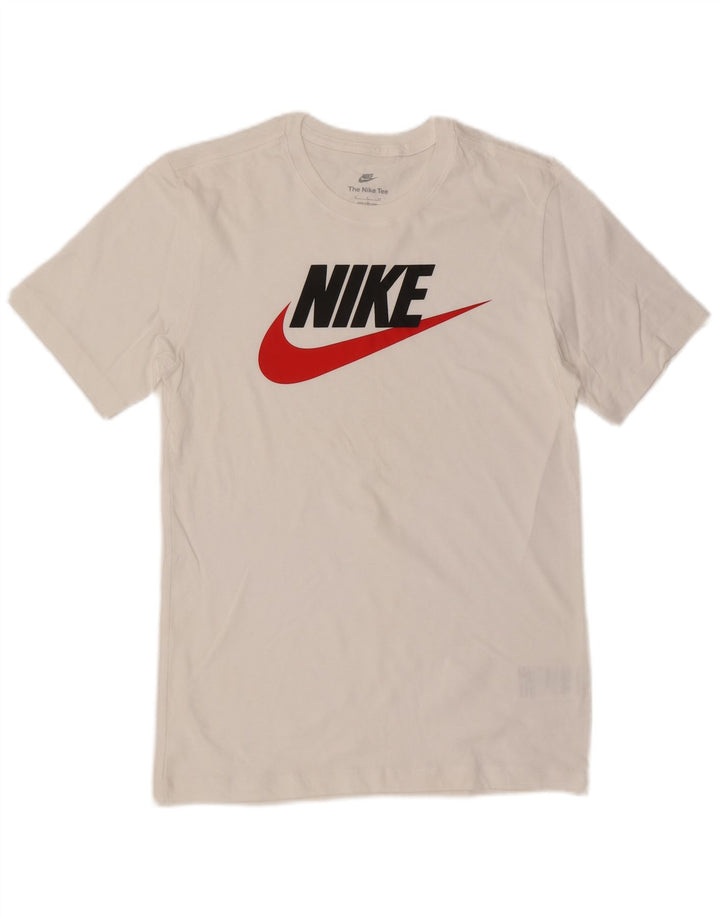 Męski T-shirt z grafiką Nike, mały, biały, bawełniany