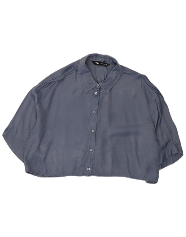 Damska bluzka z krótkim rękawem i oversize'em Zara UK 10 Small Blue