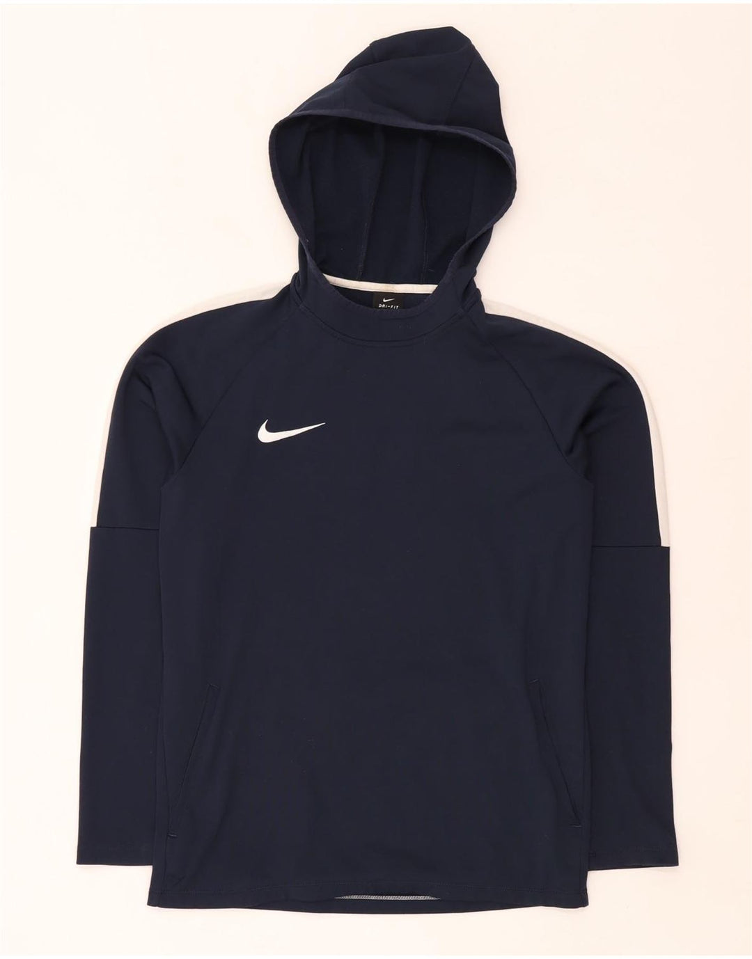 Męski sweter z kapturem Nike Dri Fit, mały, granatowy, z blokami kolorów, poliester