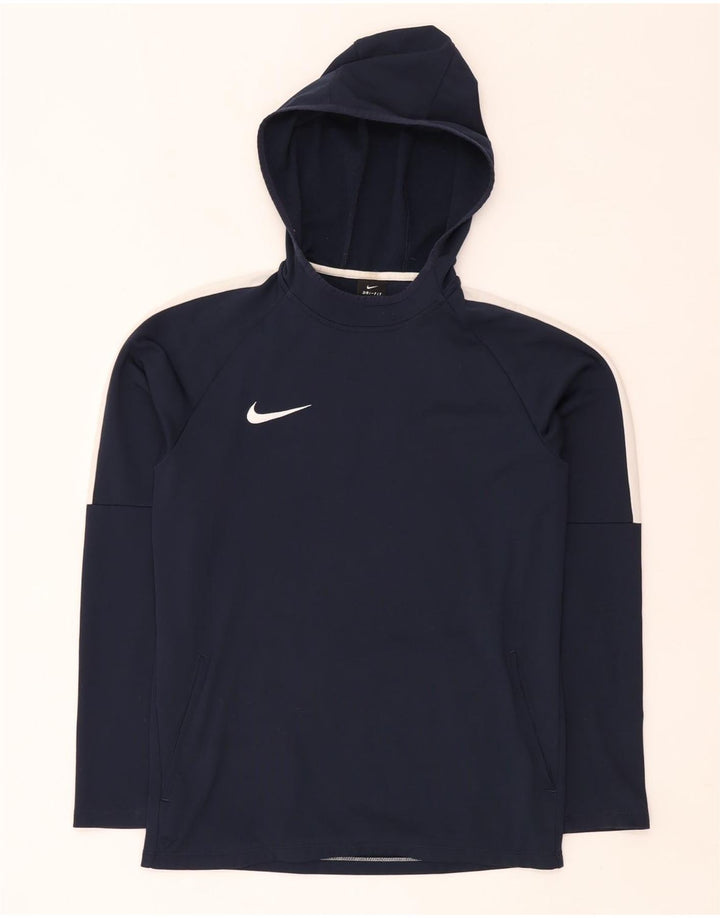 Męski sweter z kapturem Nike Dri Fit, mały, granatowy, z blokami kolorów, poliester
