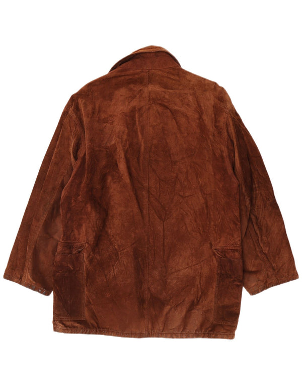 Zamszowy płaszcz damski w stylu vintage, UK 18 XL, brązowy