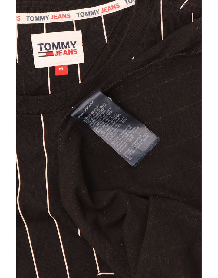Męska koszulka z grafiką Tommy Hilfiger Top, średnia, czarna bawełna w paski