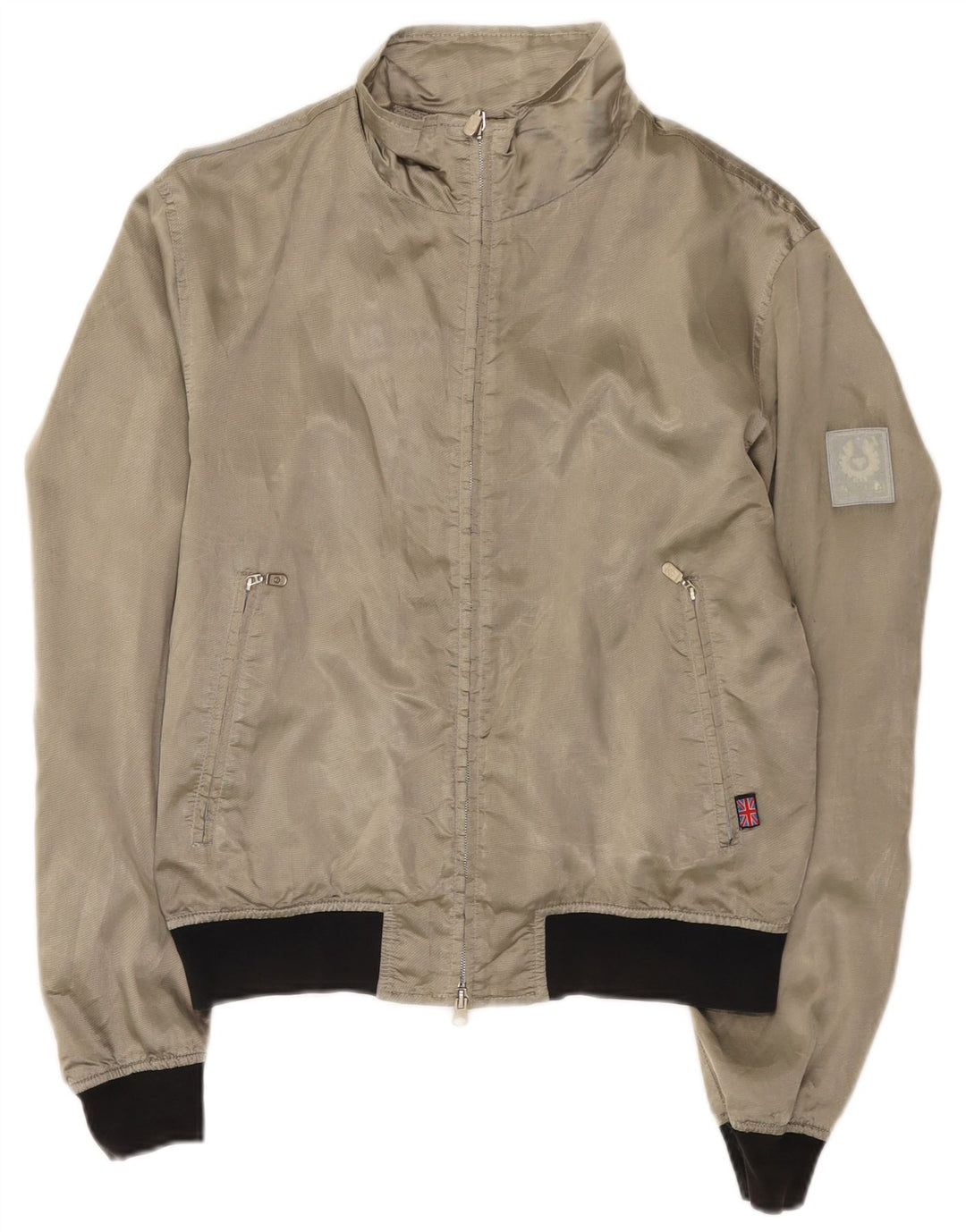 Damska kurtka bomberka Belstaff UK 14, nylon w kolorze średnioszarym