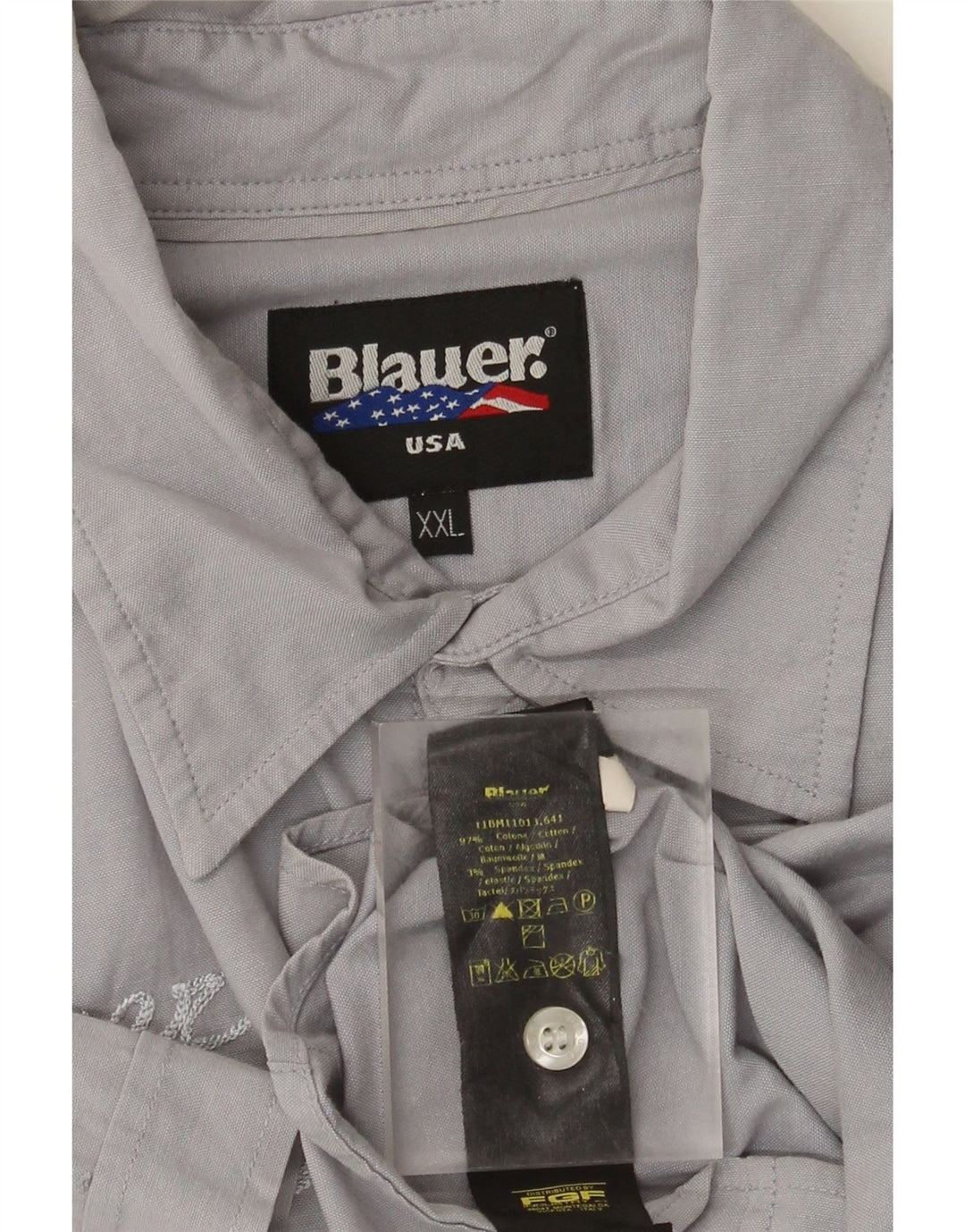 Męska koszula z krótkim rękawem Blauer z grafiką, 2XL, szara, bawełniana