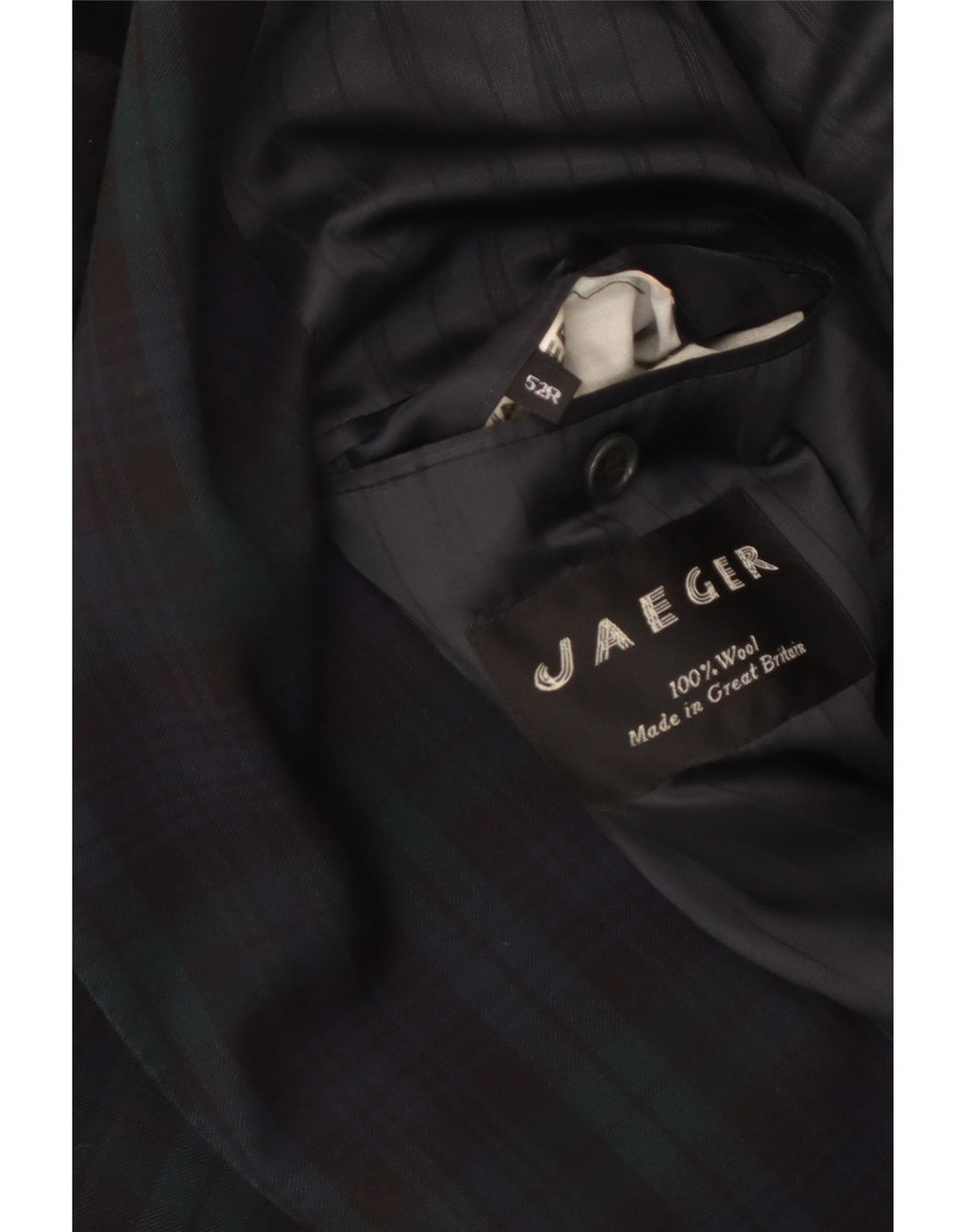 Męska marynarka dwurzędowa Jaeger IT 52 XL, wełniana w granatową kratkę