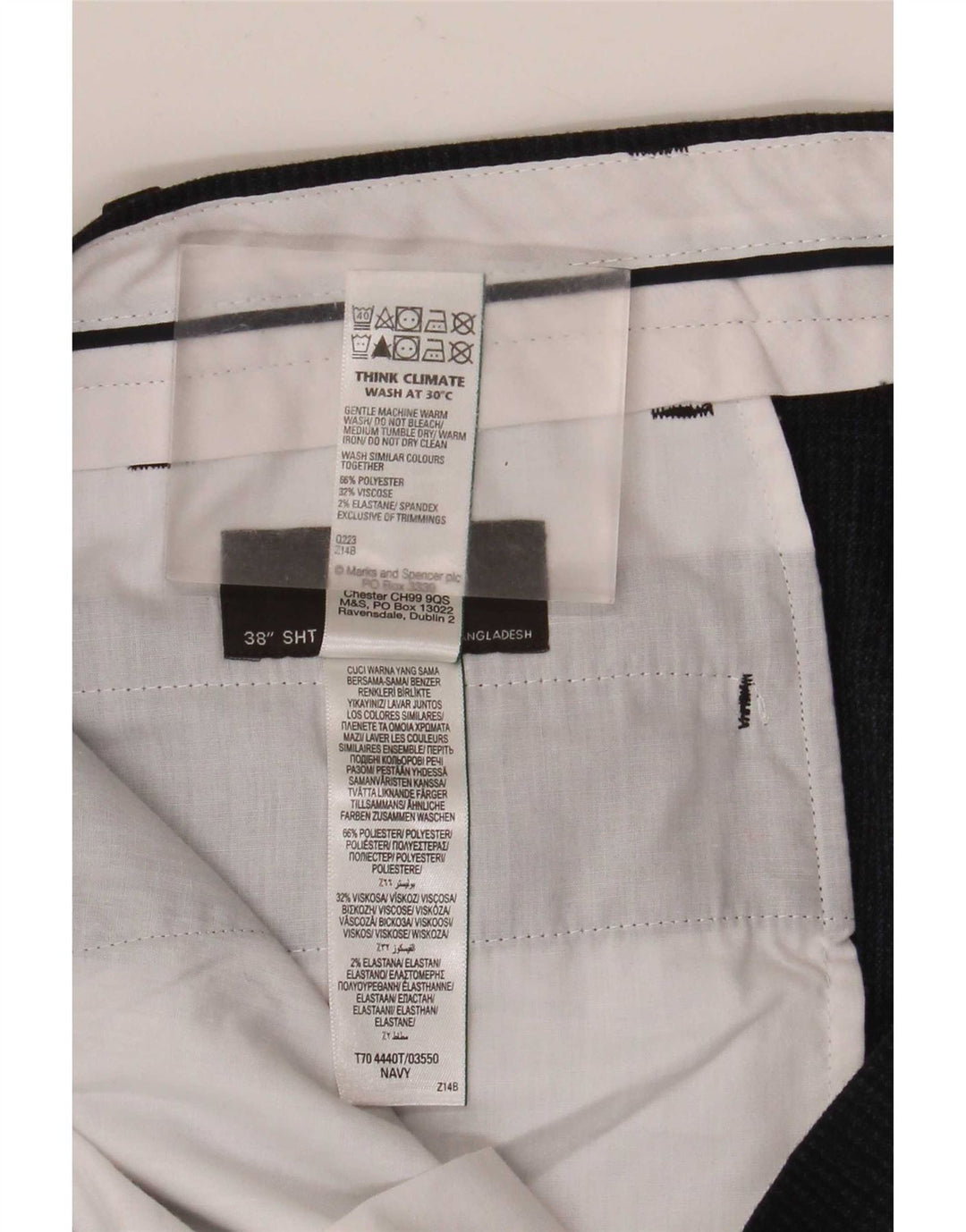 Marks & Spencer Męskie proste spodnie codzienne W38 L29 Granatowy poliester