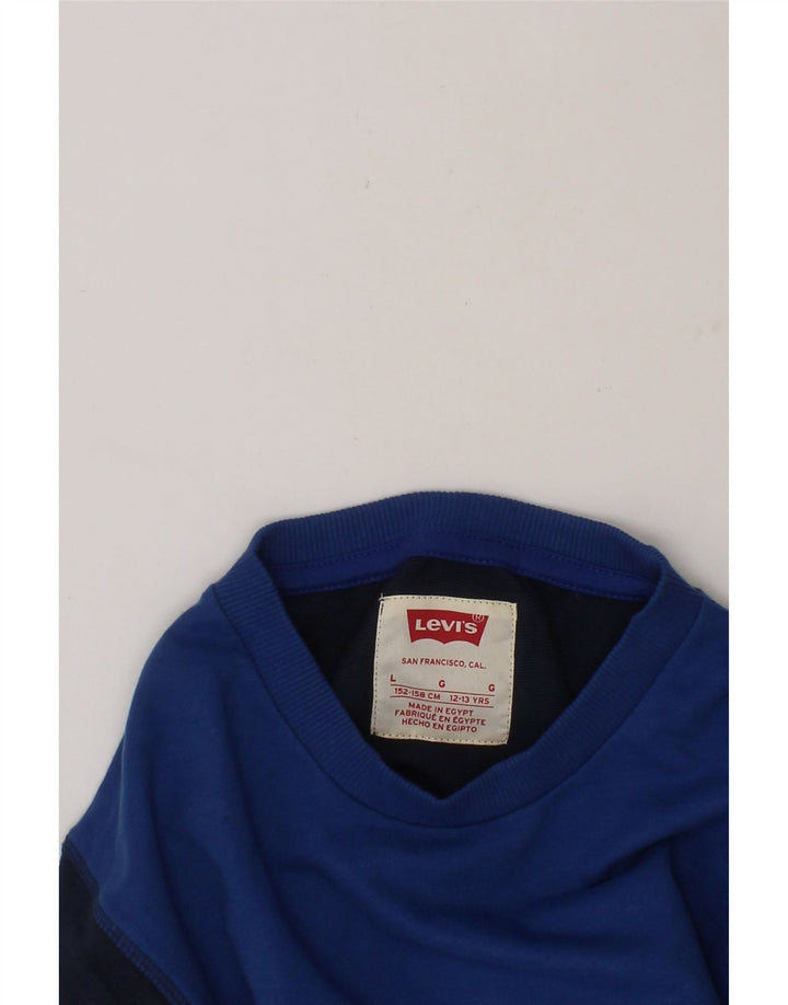 LEVI'S Boys Sweatshirt Jumper 12-13 Years Large Navy Blue Colourblock Vintage Levi's and Second-Hand Levi's from Messina Hembry 
