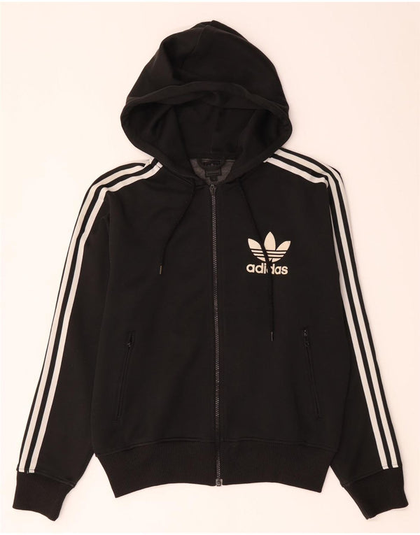Damski sweter z kapturem i zamkiem błyskawicznym Adidas UK 16, duży, czarny poliester