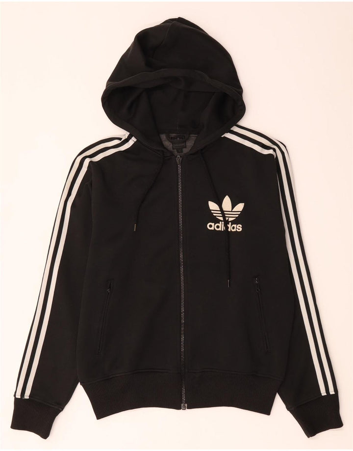 Damski sweter z kapturem i zamkiem błyskawicznym Adidas UK 16, duży, czarny poliester