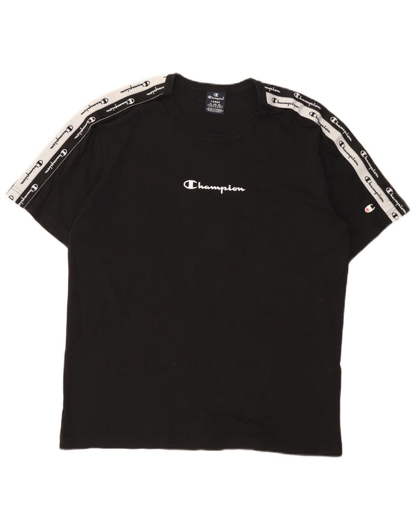 Męski T-shirt Champion z grafiką, duży, czarny, bawełniany