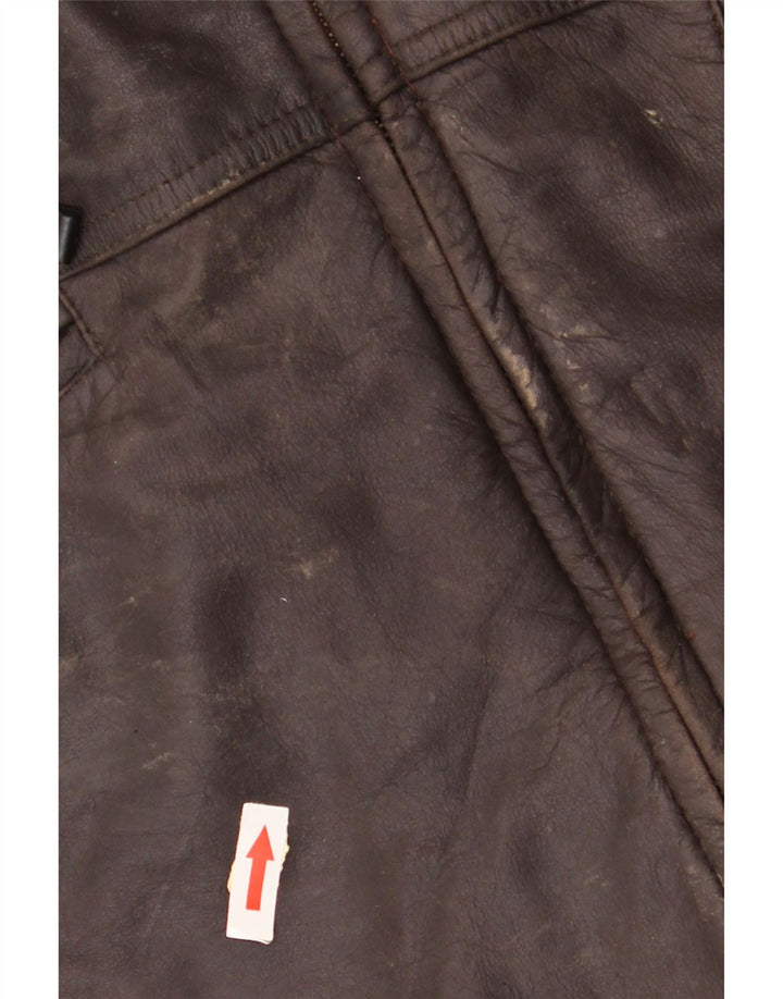 Vintage męska kurtka skórzana UK 40 duża brązowa skóra