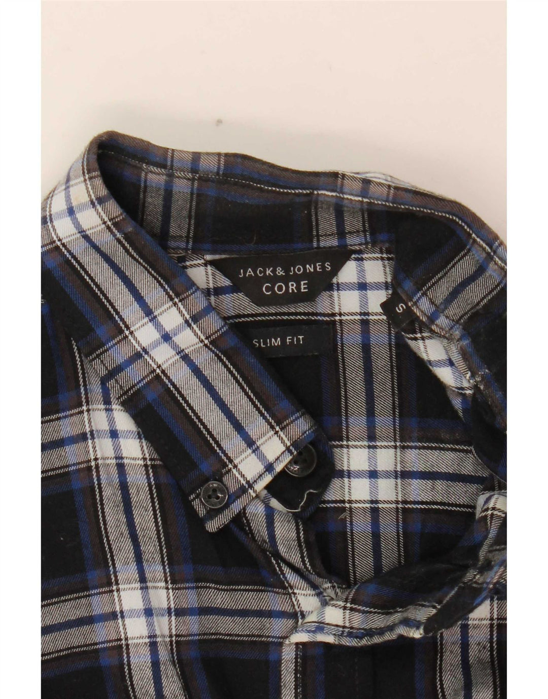 Koszula flanelowa męska Jack & Jones o dopasowanym kroju, w małą niebieską kratkę