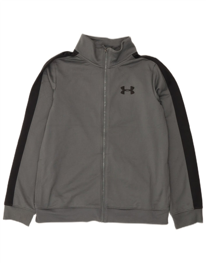 Chłopięca kurtka dresowa Under Armour na 11-12 lat, duża, szara, z blokami kolorów
