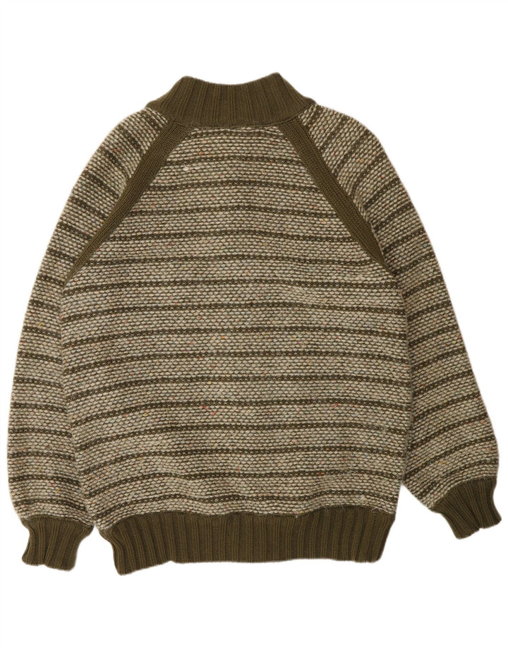 Męski sweter rozpinany Missoni, średnia wełna w paski khaki
