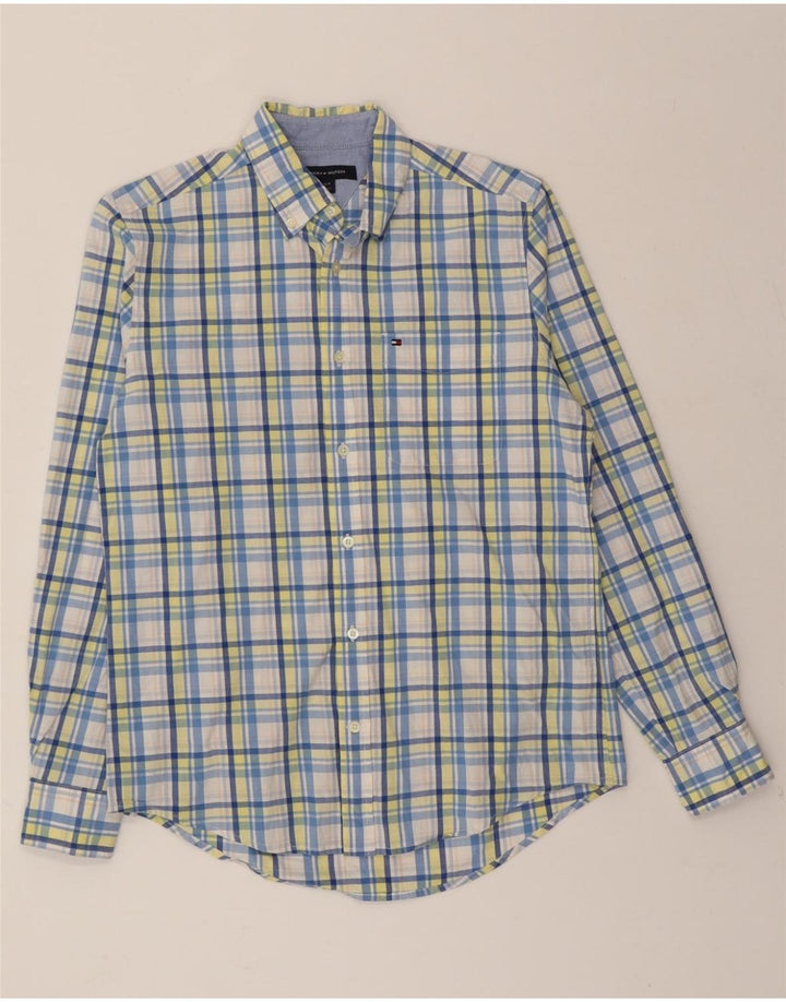TOMMY HILFIGER Mens Shirt Small Blue Check Cotton Vintage Tommy Hilfiger and Second-Hand Tommy Hilfiger from Messina Hembry 