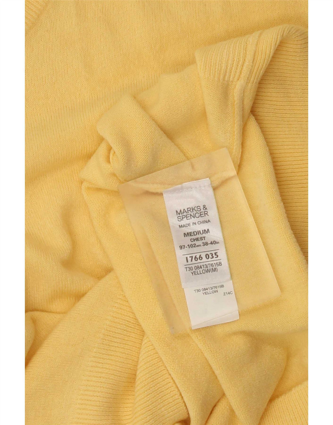 Marks & Spencer Męski sweter z dekoltem w kształcie litery V, średni żółty akryl