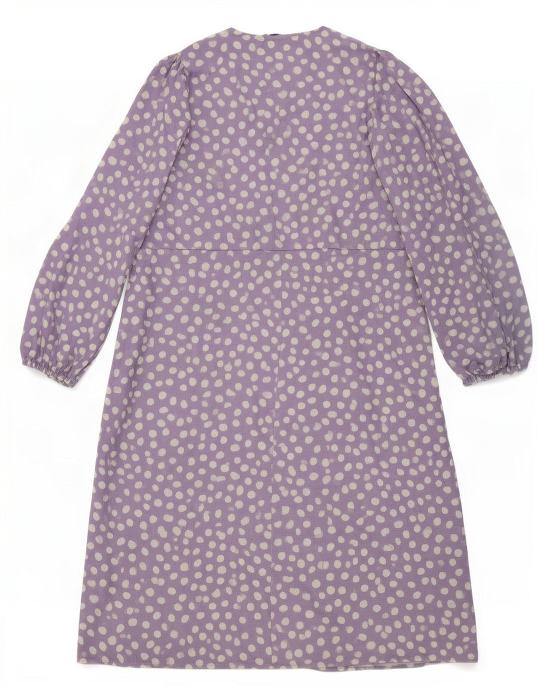 Damska sukienka maxi z falbaną z przodu, oversize, Zara UK 10, małe fioletowe kropki