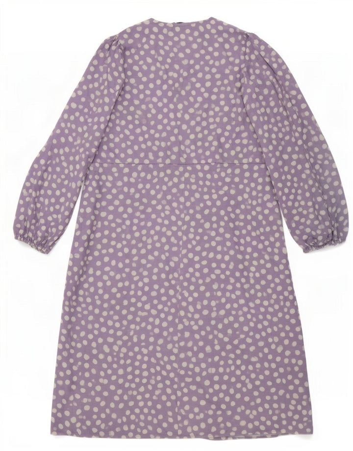 Damska sukienka maxi z falbaną z przodu, oversize, Zara UK 10, małe fioletowe kropki