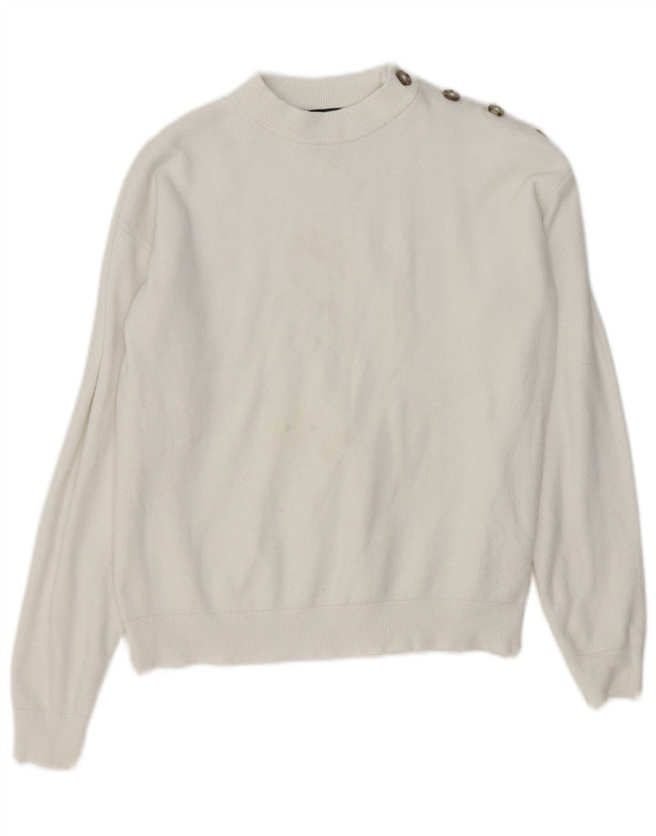 Marks & Spencer Damski sweter z okrągłym dekoltem UK 10 Small, biała wiskoza