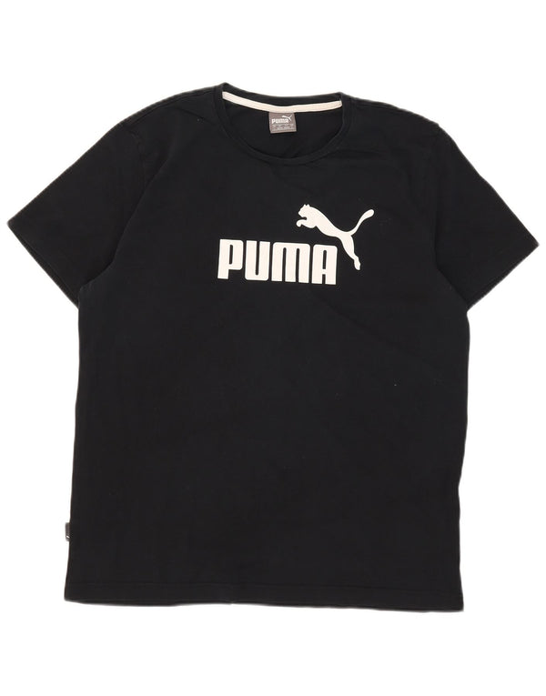 Męski T-shirt z grafiką Puma, duży, czarny, bawełniany