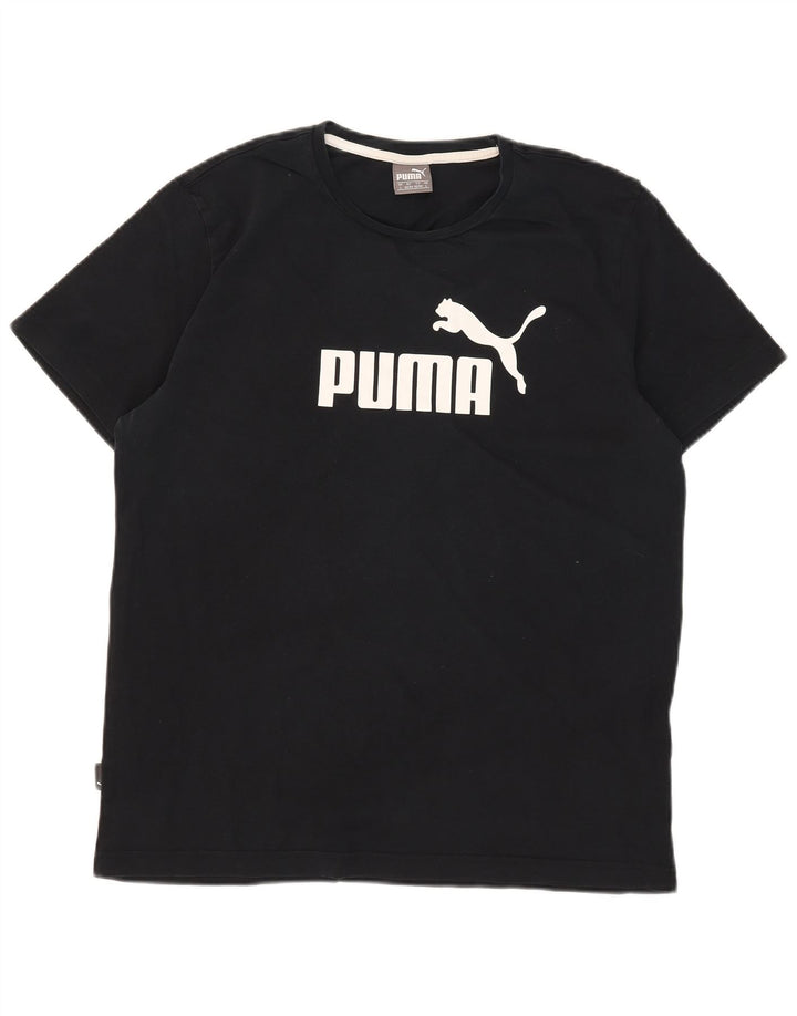 Męski T-shirt z grafiką Puma, duży, czarny, bawełniany