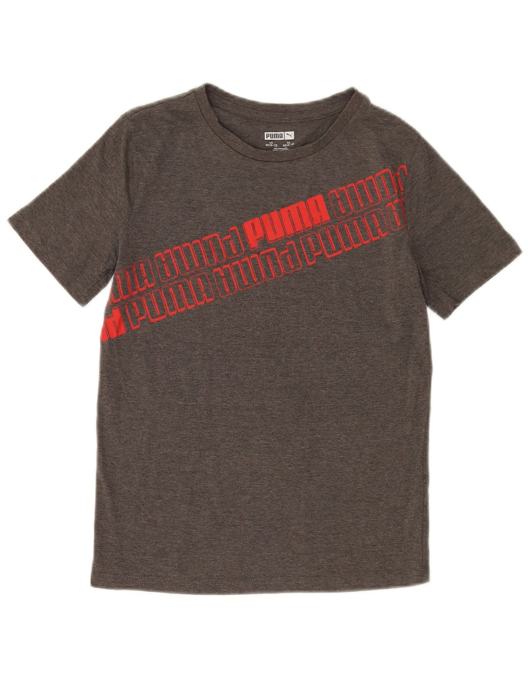 Chłopięcy T-shirt z grafiką Puma, 10-11 lat, średnioszary, bawełniany