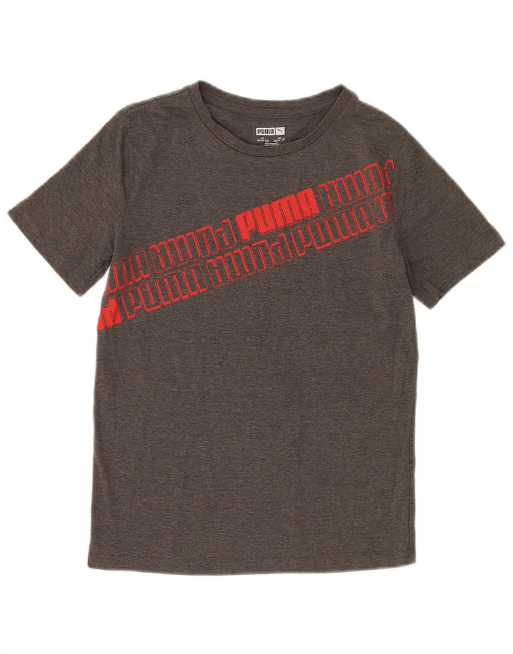 Chłopięcy T-shirt z grafiką Puma, 10-11 lat, średnioszary, bawełniany