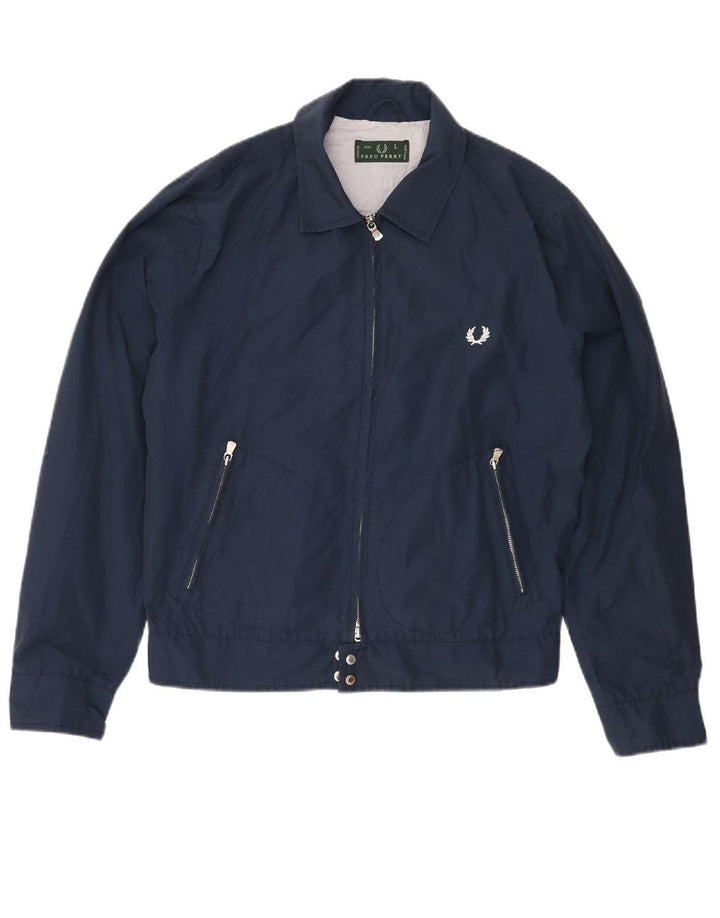 Męska kurtka bomberka FRED PERRY UK 40, duża, granatowa, bawełniana