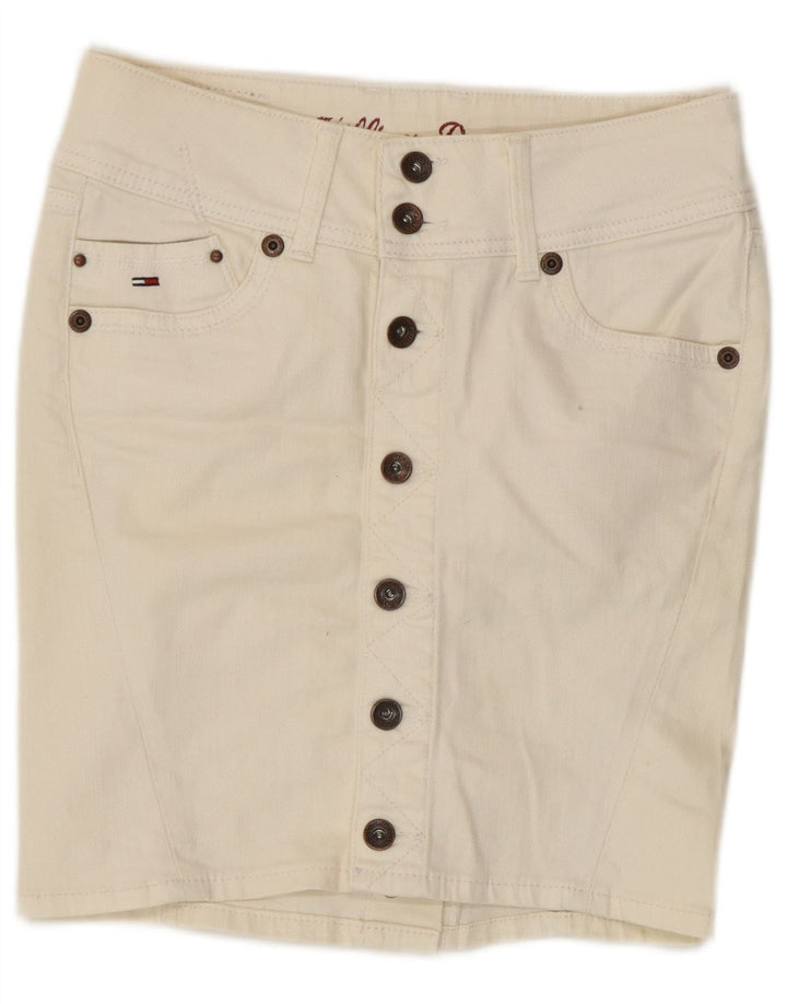 Damska spódnica dżinsowa Tommy Hilfiger W28 Średnia biała bawełna