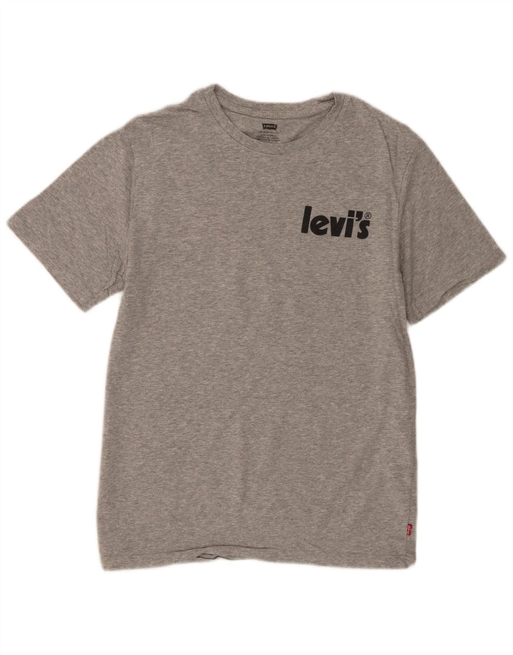 Męski T-shirt z grafiką Levi's, mały, szary, nakrapiany, bawełniany
