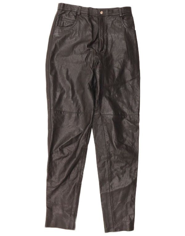 Damskie spodnie z wysokim stanem VINTAGE IT 46 Large W28 L32 Czarna skóra