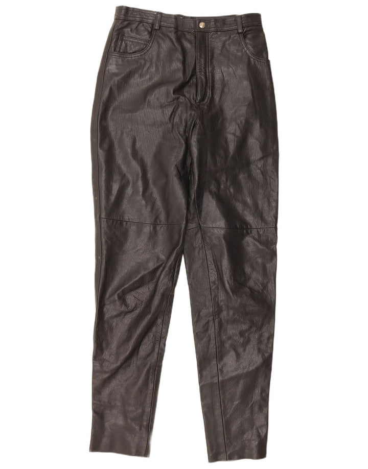 Damskie spodnie z wysokim stanem VINTAGE IT 46 Large W28 L32 Czarna skóra