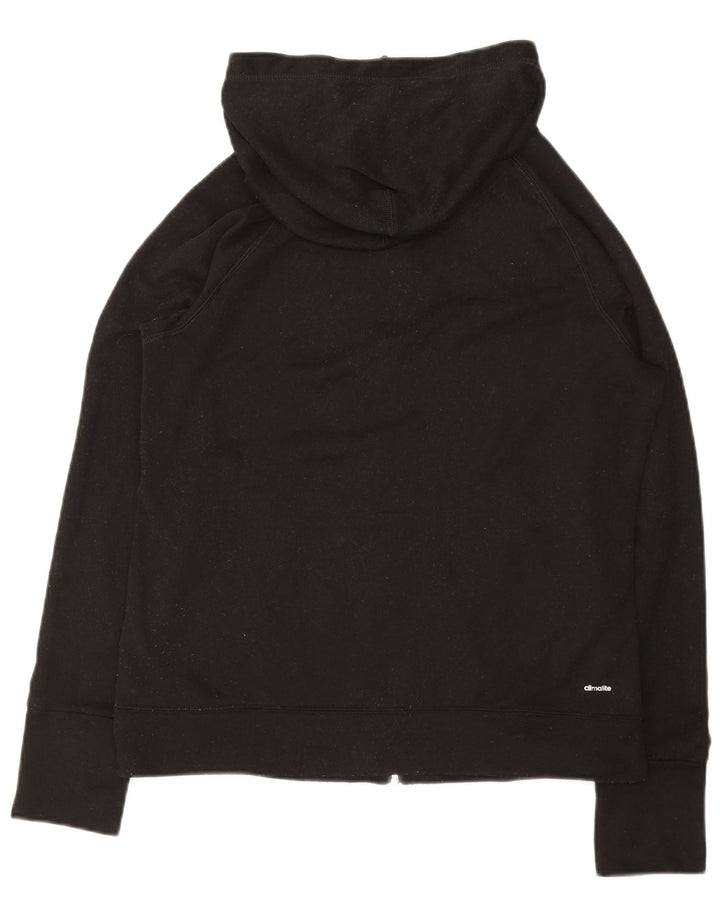 ADIDAS Womens Climalite Zip Hoodie Sweater UK 14 Large Black Polyester