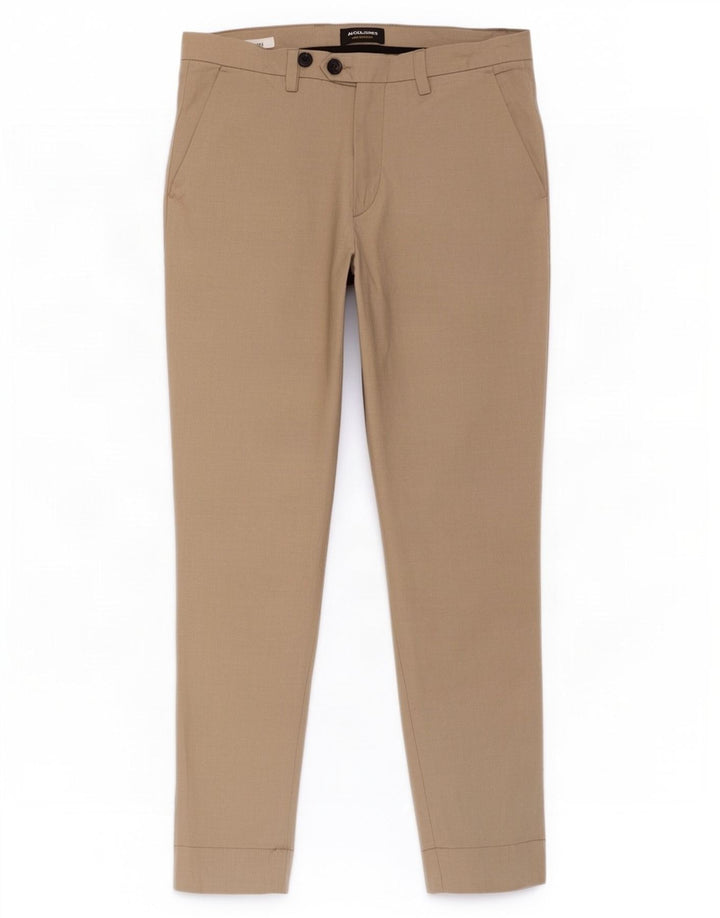 Męskie zwężane spodnie chino Jack & Jones W34 L32 Beżowy poliester