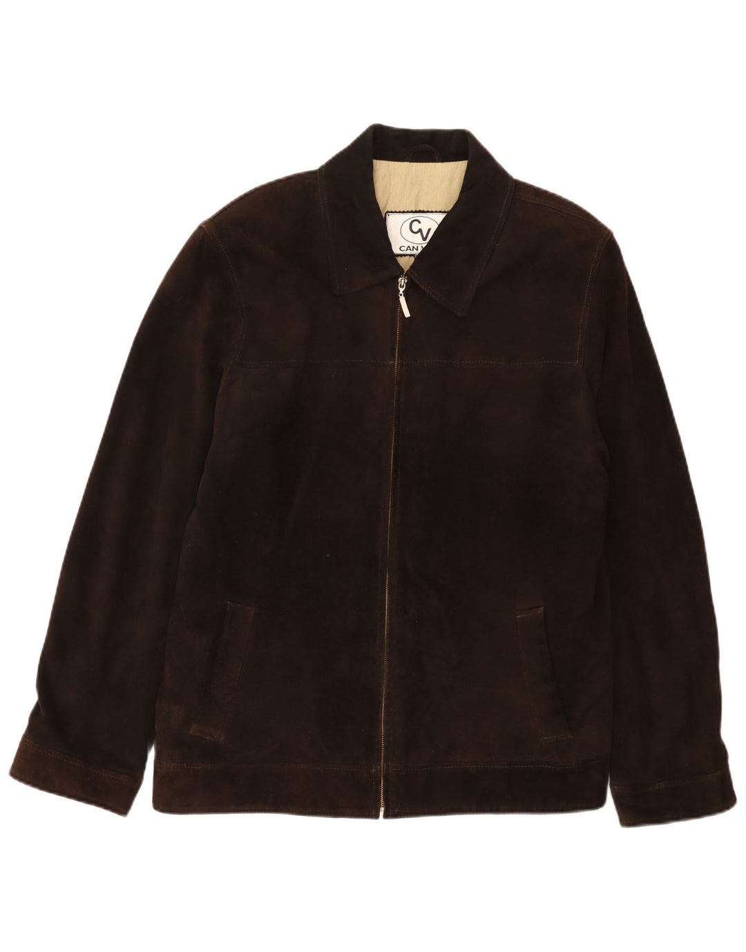Vintage męska zamszowa kurtka bomber UK 40 duża brązowa skóra