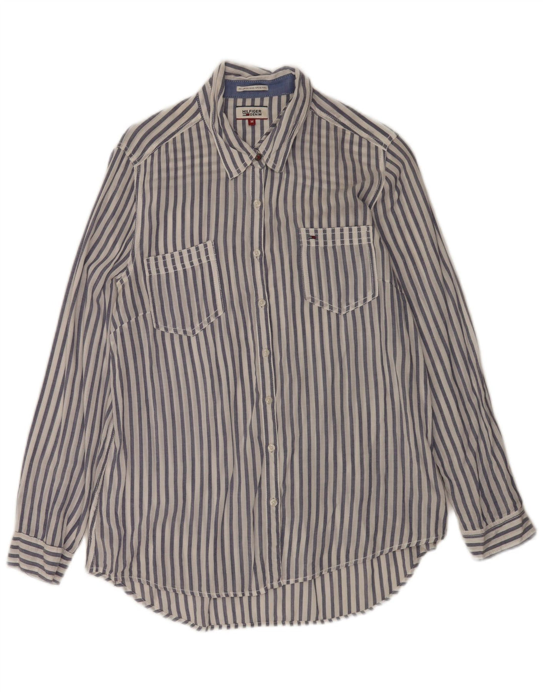 Koszula damska Tommy Hilfiger UK 14 Średnia biała wiskoza w prążki