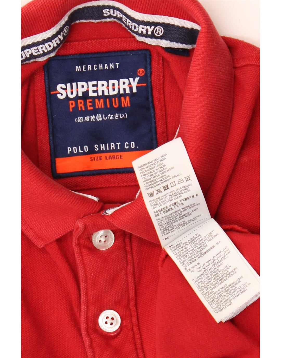 Męska koszulka polo Superdry z grafiką, duża, czerwona, bawełniana