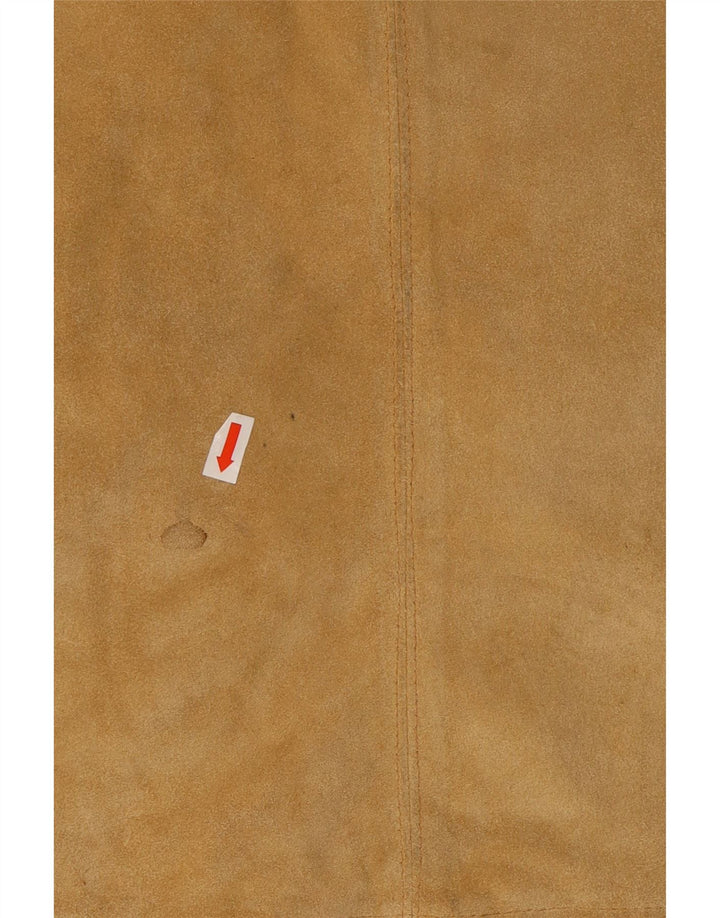 Damska zamszowa spódniczka mini w stylu VINTAGE, średnia W28, beżowa skóra