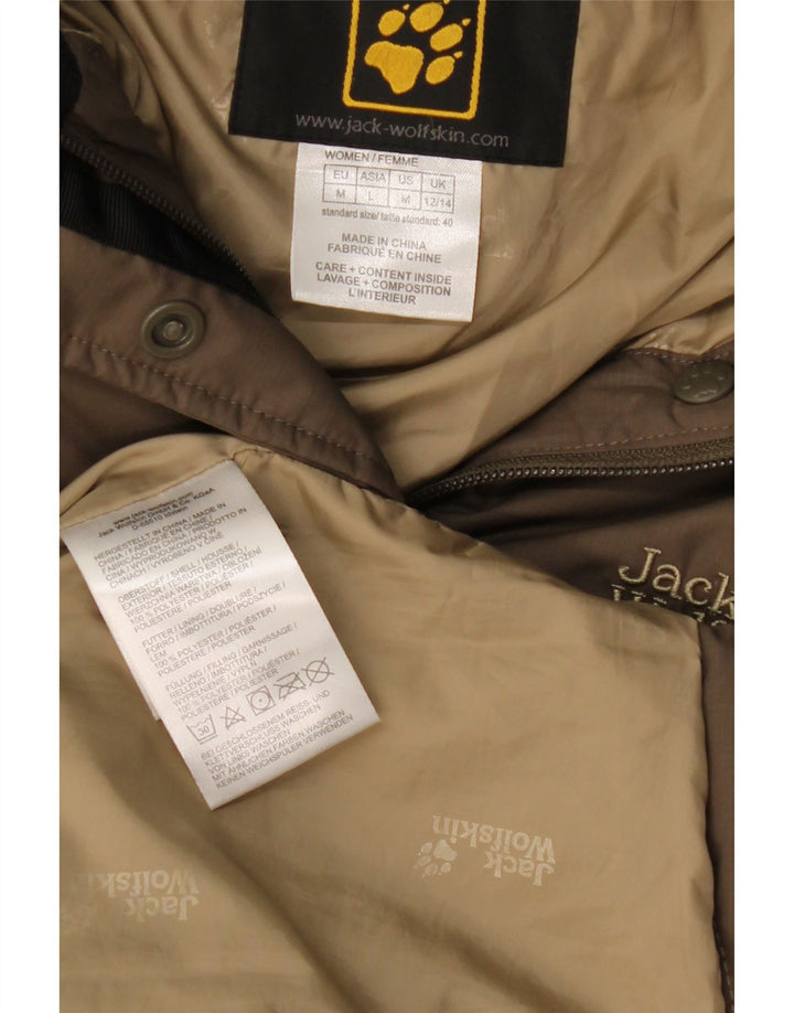 Damski ocieplany płaszcz z kapturem Jack Wolfskin UK 12/14, średni khaki, poliester