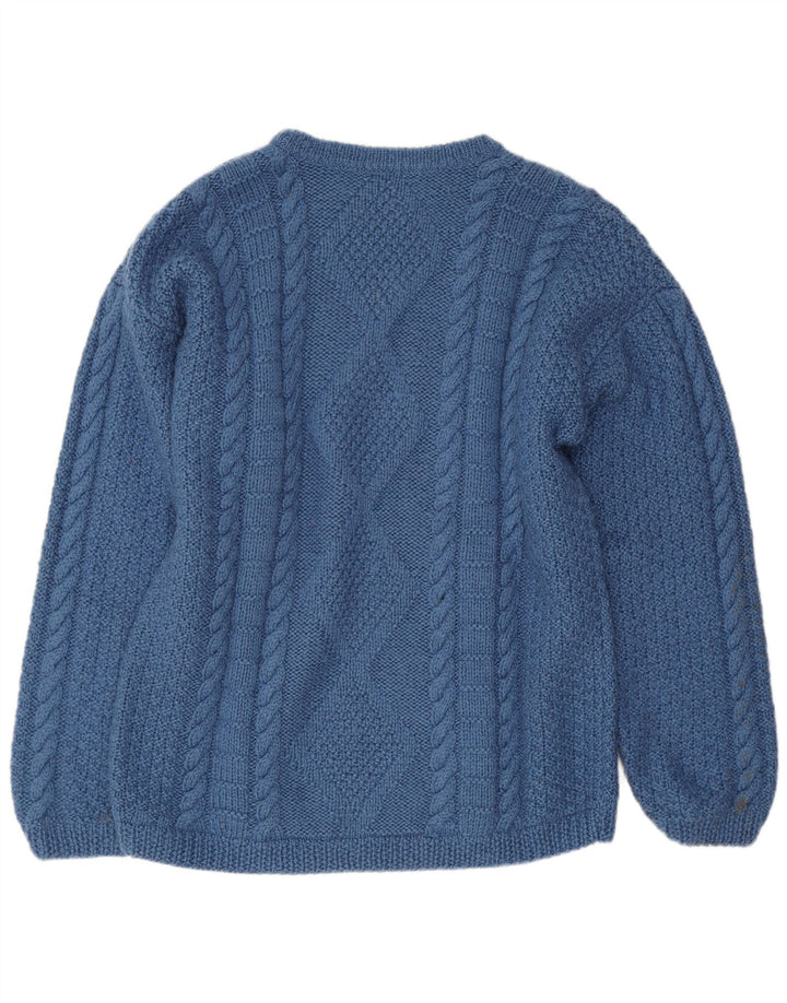 Vintage męski sweter z dekoltem w łódkę, średni niebieski