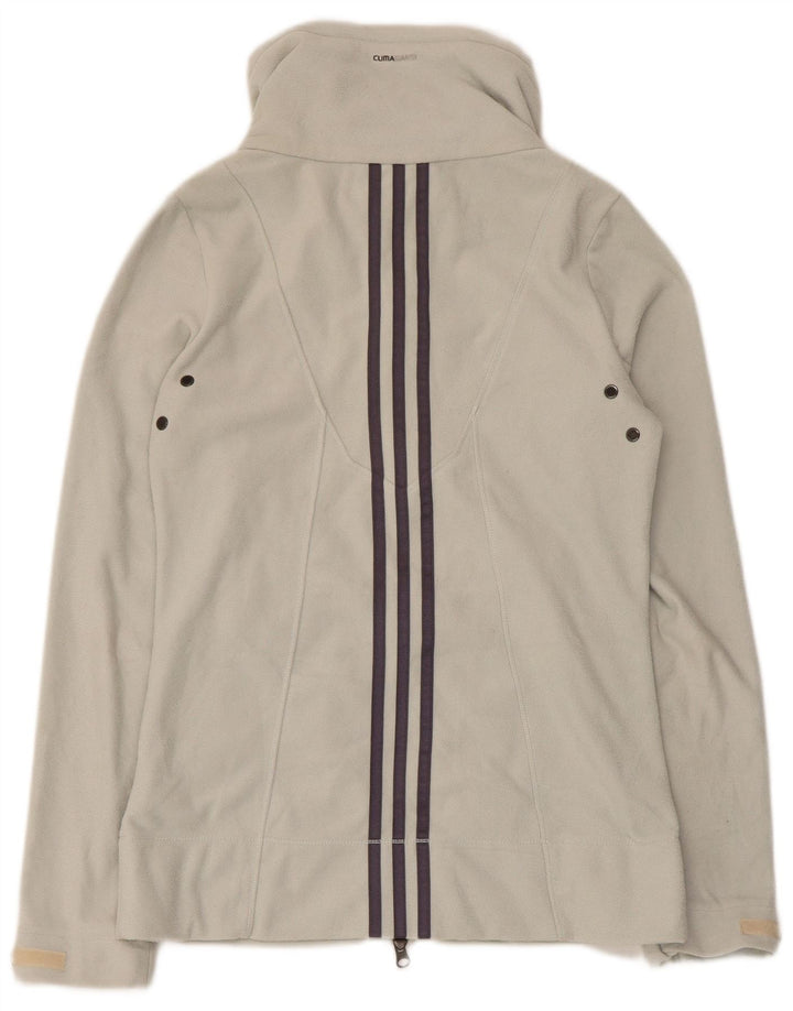 Damska kurtka polarowa Adidas UK 12, średnia, szara, poliestrowa w paski