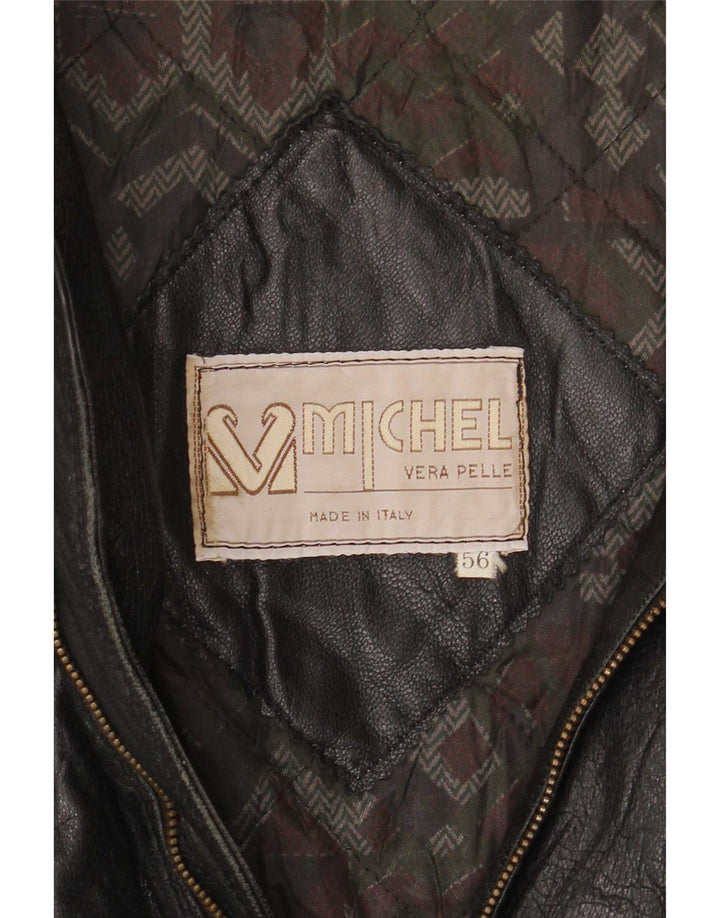 Męski płaszcz skórzany Michelle IT 56 3XL czarny