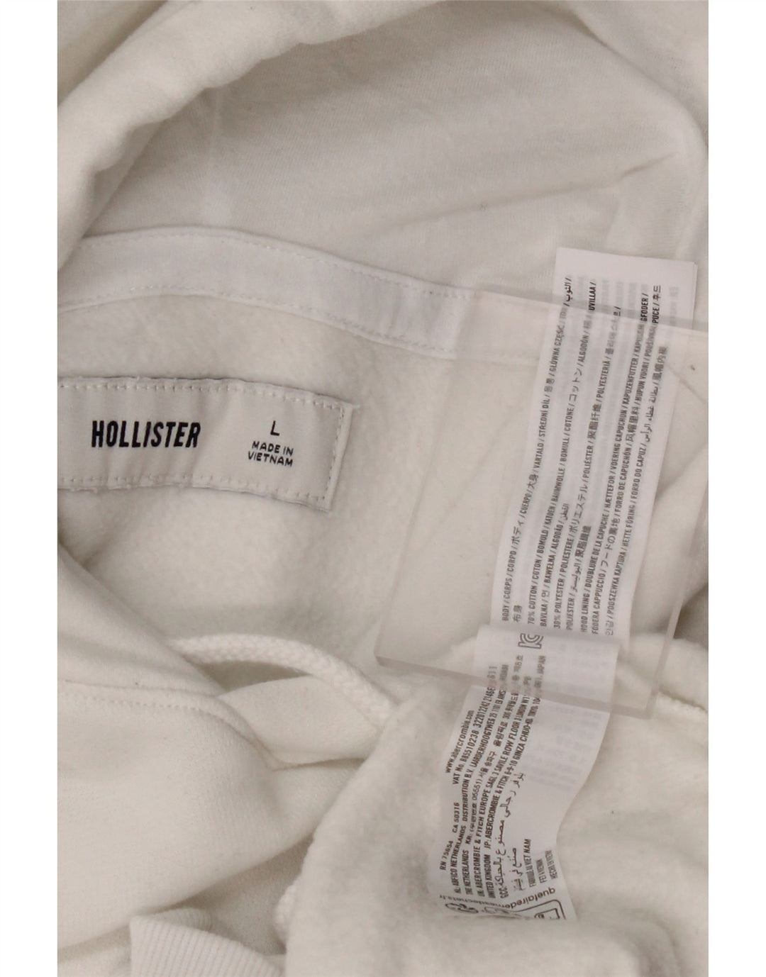 HOLLISTER Męski sweter z kapturem, duży, biały, bawełniany