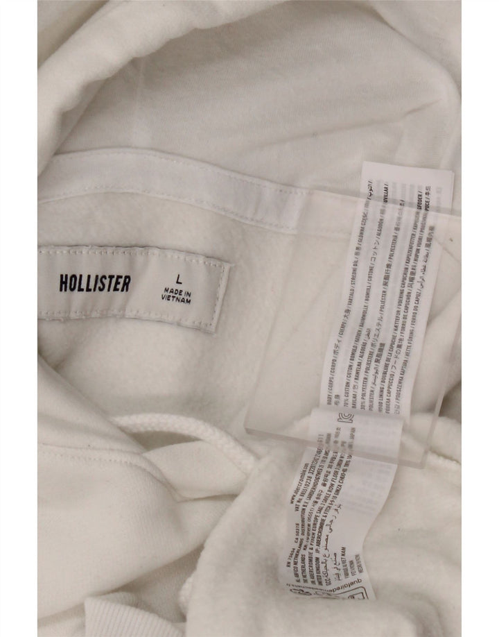 HOLLISTER Męski sweter z kapturem, duży, biały, bawełniany