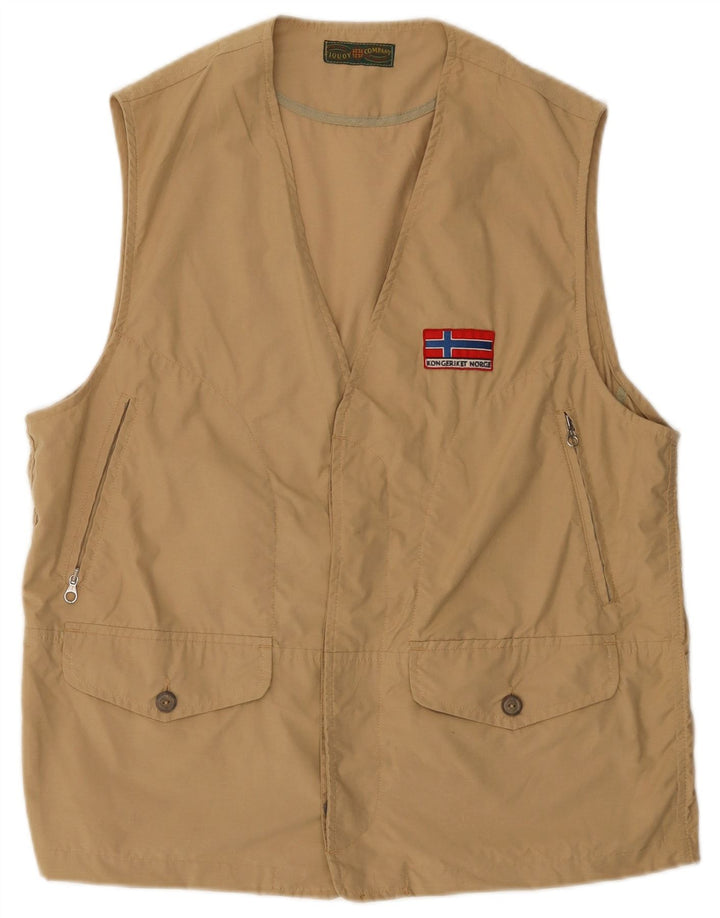 Męska kamizelka użytkowa IT 40/42 w stylu vintage, średnio beżowa, bawełniana