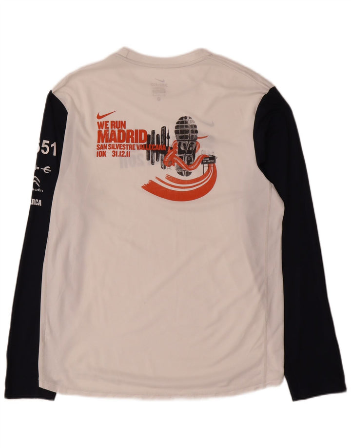 Męska koszulka Nike Dri Fit Graphic z długim rękawem i średnim białym kolorem