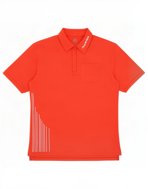 Damska koszulka polo Adidas Graphic UK 18 XL, czerwona, poliestrowa w prążki