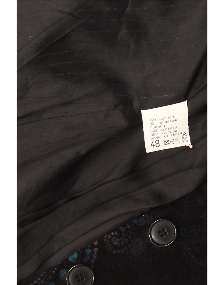 Vintage damska marynarka zapinana na 2 guziki IT 48 XL, granatowa, bawełniana paisley
