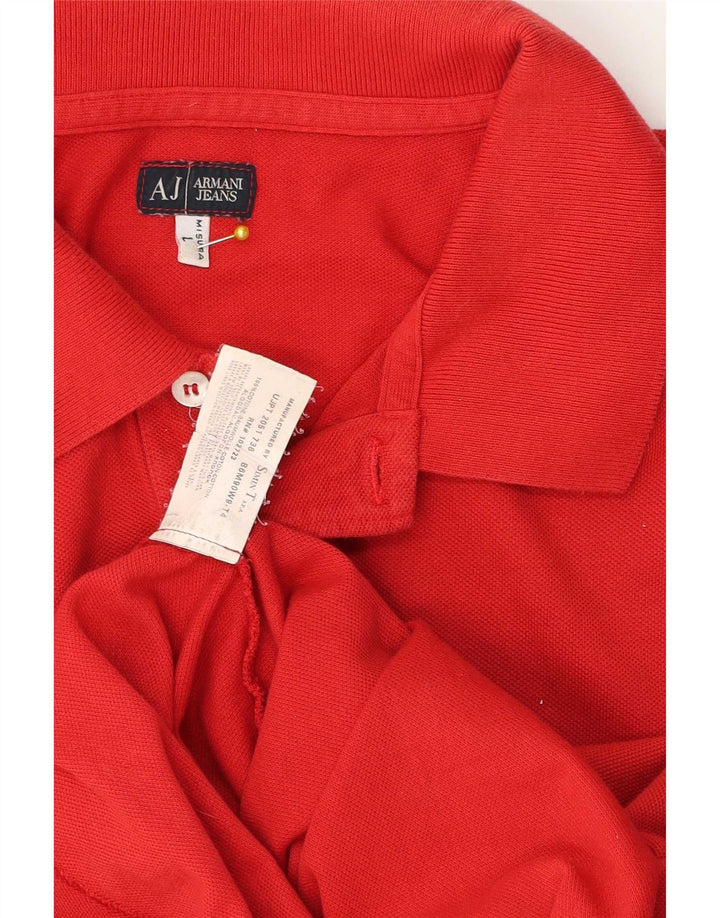 Męska koszulka polo Armani Jeans, duża, czerwona, bawełniana