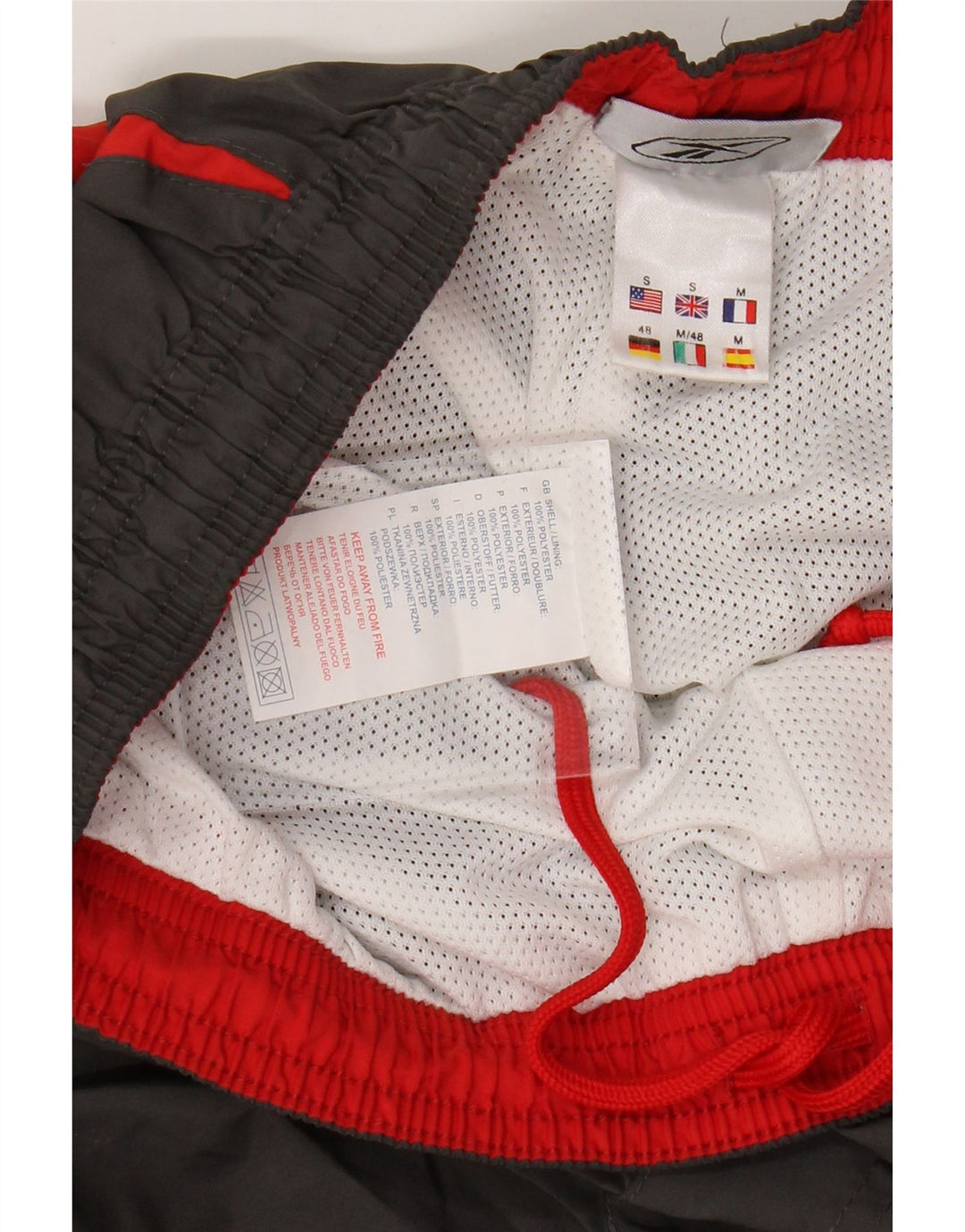 Męskie spodnie dresowe REEBOK z grafiką, małe, szare, z poliestru